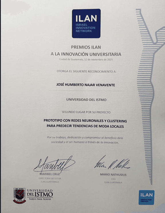 ILAN Innovation Awards Certificate